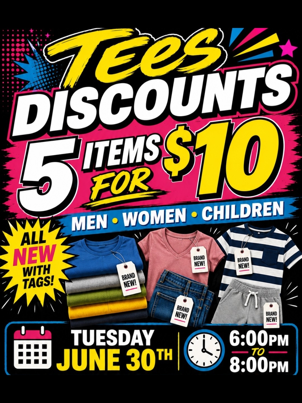 Tees Discounts 5 for $10